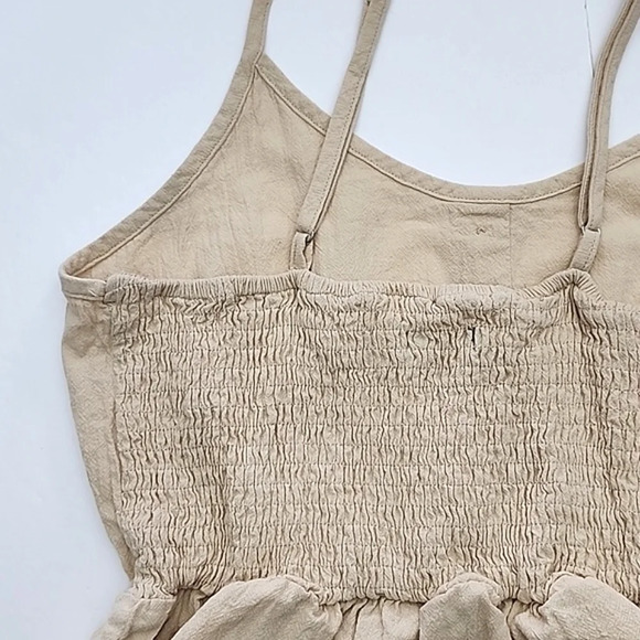 Zaful Women's Tan  Smocked Mock Button Cami Pocket Dress Size 8 - Picture 6 of 11
